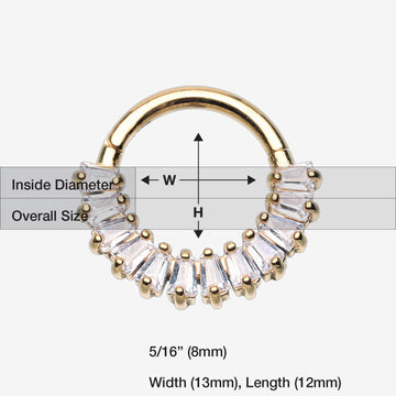 Detail View 1 of Golden Brilliant Baguette Sparkles Array Seamless Clicker Hoop Ring